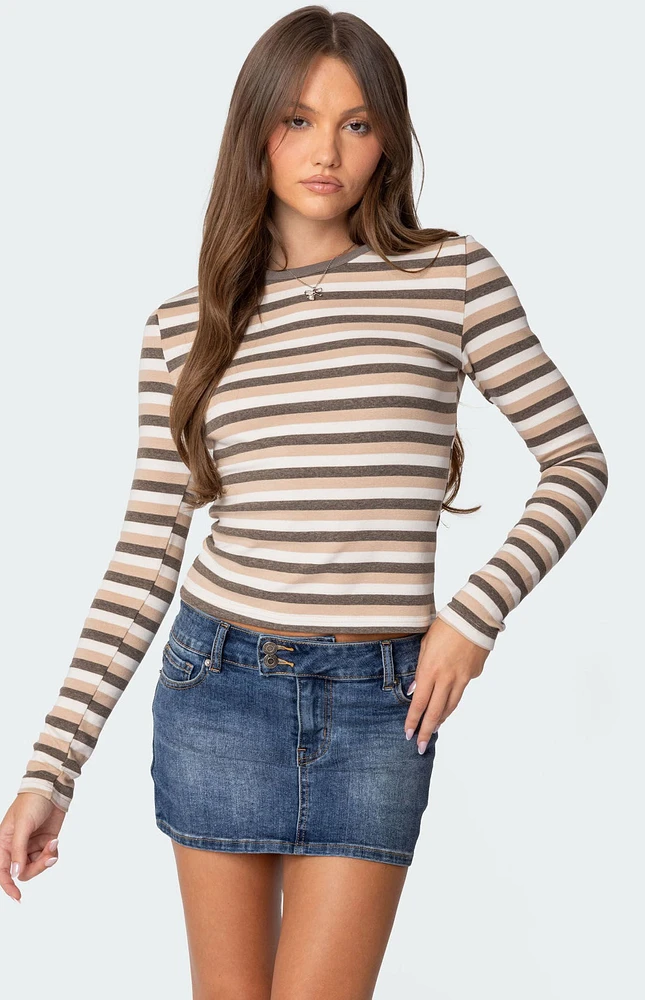 Edikted Sivan Striped Long Sleeve T-Shirt