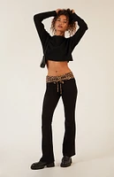 LA Hearts Leopard Print Fold-Over Flare Pants