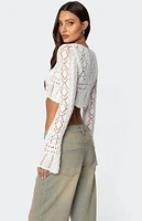 Edikted Tie Front Crochet Crop Top