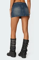 Edikted Guinevere Zip Washed Denim Mini Skirt