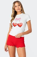 Edikted Cherry Heart T-Shirt