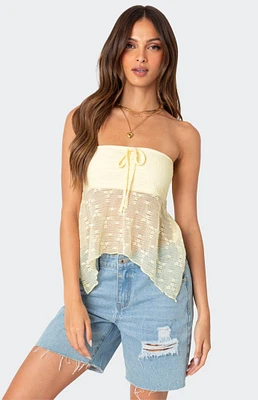 Edikted Embroidered Sheer Strapless Top