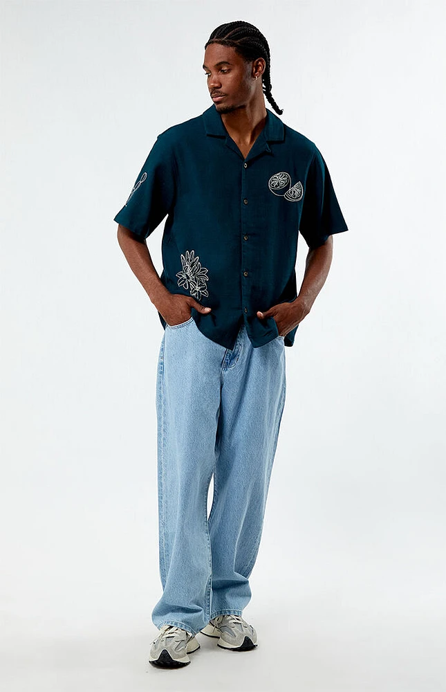 PacSun Stitch Applique Oversized Camp Shirt