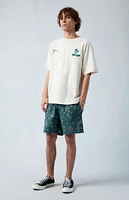 PacSun Green Reed Printed Twill Volley Shorts