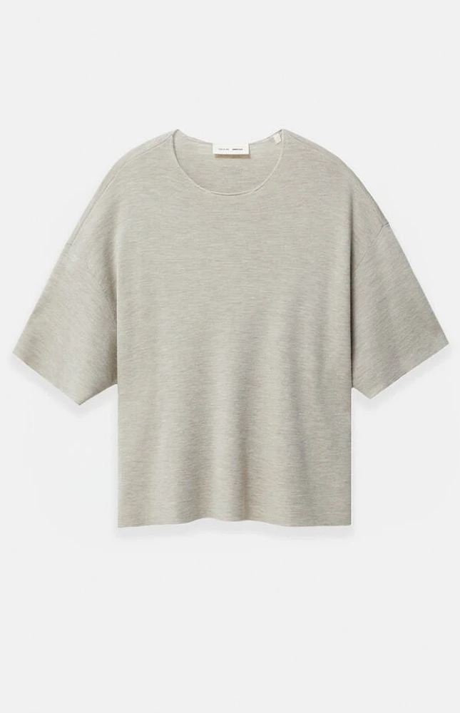 Fear of God Essentials Heather Stone Merino Wool Short Sleeve Knit T-Shirt