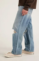 Pacsun Dylan Ripped Knee Baggy Jeans Light Indigo