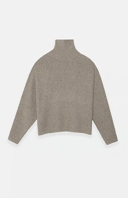 Fear of God Essentials Heather Grey Heavy Waffle Knit Turtleneck Sweater