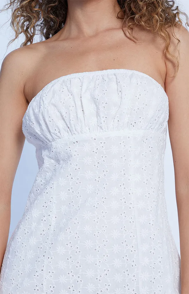 LA Hearts Eyelet Strapless Mini Dress