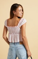 Beverly and Beck Mae Tie Front Contrast Top