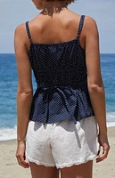 John Galt Blue Polka Dot Tiffany Tank Top