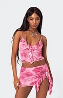 Edikted Wanda Printed Mesh Ruffle Tank Top