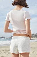 John Galt White & Pink Emery Pointelle Shorts