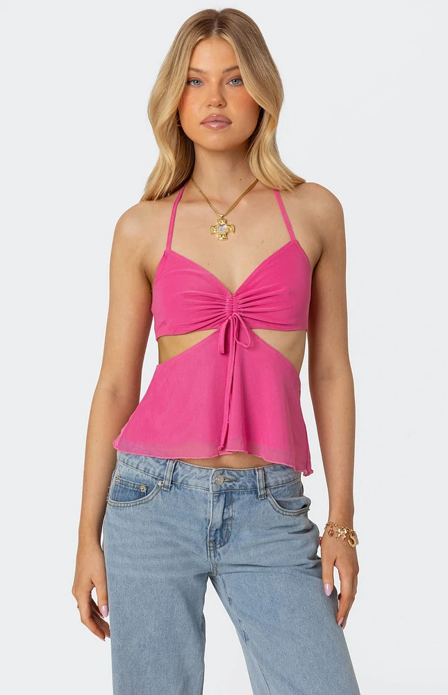 Edikted Duo Cutout Mesh Halter Top