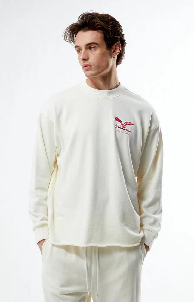 Budweiser By PacSun Eureka Raw Hem Crew Neck Sweatshirt