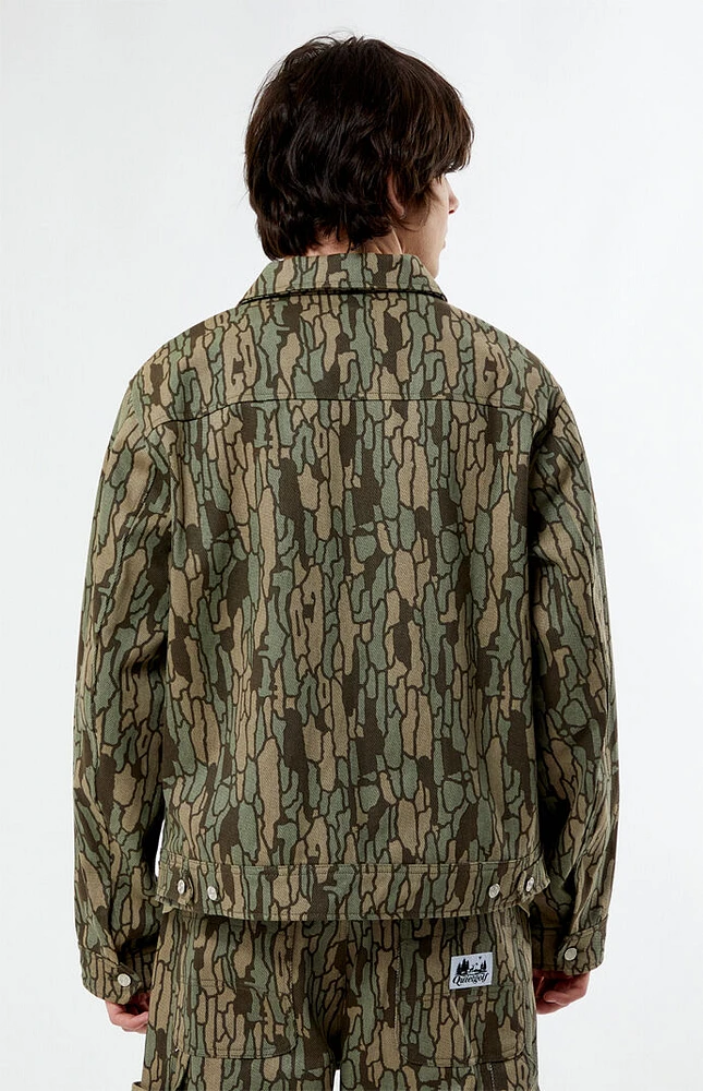 QUIET GOLF Bark Camo Bull Denim Jacket