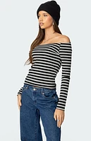 Edikted Nelligan Striped Off Shoulder Top