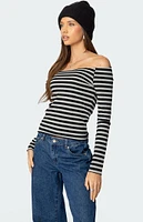 Edikted Nelligan Striped Off Shoulder Top