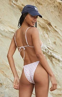 Pacsun Rose Floral Delphinium Ring Adjustable Side Bikini Bottom