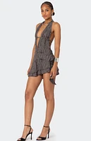 Edikted Shredded Backless Halter Mini Dress