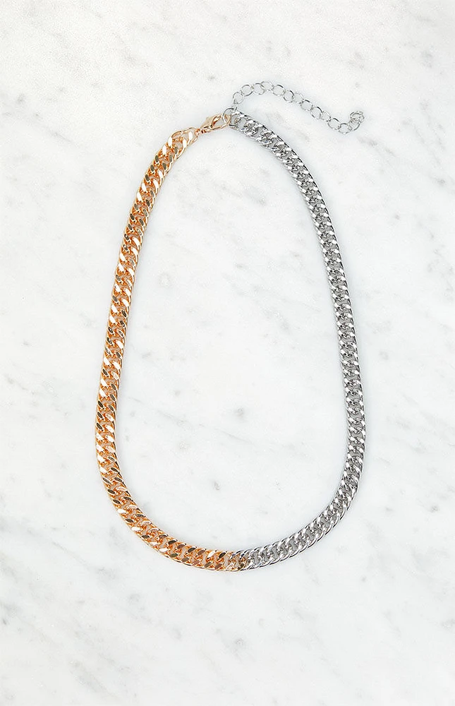 LA Hearts Two Toned Chain Necklace