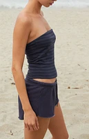 John Galt Black & Navy Striped Amelia Cropped Tube Top