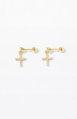 PacSun Gold Cross Diamond Stud Earrings