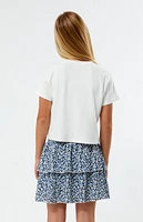 PacSun Kids Navy Floral Tiered Scrunch Mini Skirt