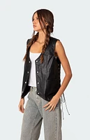 Edikted Kara Faux Leather Lace Up Vest