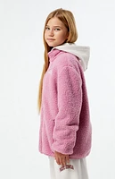 Pacsun Kids Mauve Sherpa Full Zip Shacket