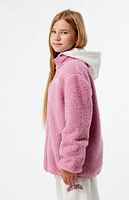 PacSun Kids Mauve Sherpa Full Zip Shacket