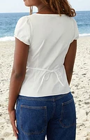 John Galt White Puff Sleeve Top