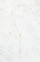 LA Hearts Cross Rosary Lariat Necklace