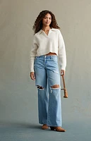 RARE DNM EDIT Light Indigo Ripped Low Rise Baggy Jeans