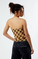 LA Hearts Plaid Asymmetrical Tube Top