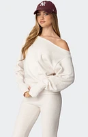 Edikted Plush Oversized Asymmetric Sweater