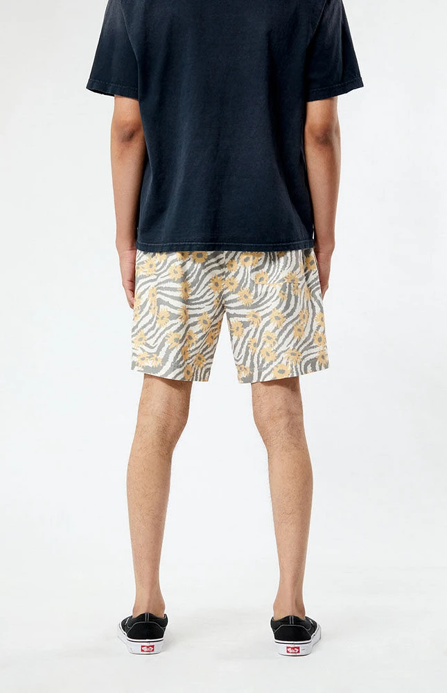 PacSun Zebra Flower 6.5" Swim Trunks