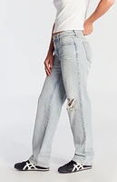 PacSun Jordyn Ripped Low Rise Straight Leg Jeans Light Indigo