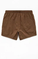 Pacsun Brown Collegiate 4.5'' Swim Trunks