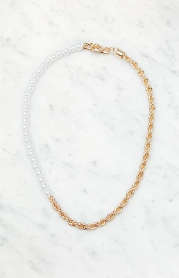 LA Hearts Pearl Rope Chain Necklace