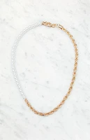 LA Hearts Pearl Rope Chain Necklace