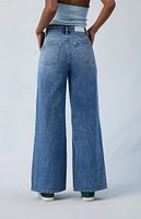 PacSun Eco Medium Indigo Asymmetrical Wide Leg Jeans