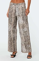 Edikted Snakeskin Printed Low Rise Jeans