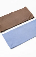 LA Hearts 2 Pack Brown & Blue Soft Basic Headbands