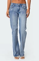 Edikted Boot Cut Washed Low Rise Jeans