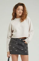 Pacsun Bow Rhinestone Mid Rise Denim Mini Skirt