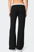 Edikted Domino Contrast Lace Trim Pants