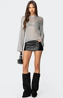 Edikted Drop Shoulder Sheer Knit Sweater