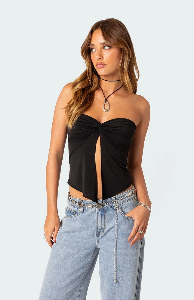 Twisted Split Front Tube Top