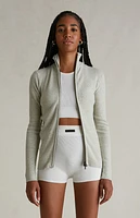Fear of God Essentials Women's Heather Stone Ribbed Track Jacket