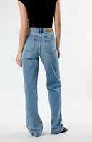 PacSun Medium Indigo Floral Rhinestone '90s Boyfriend Jeans